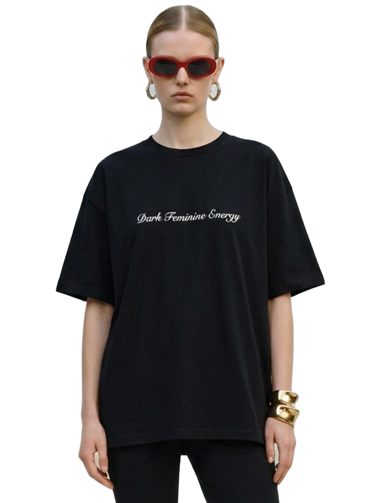Dark Feminine Energy Tee in black, women's cut