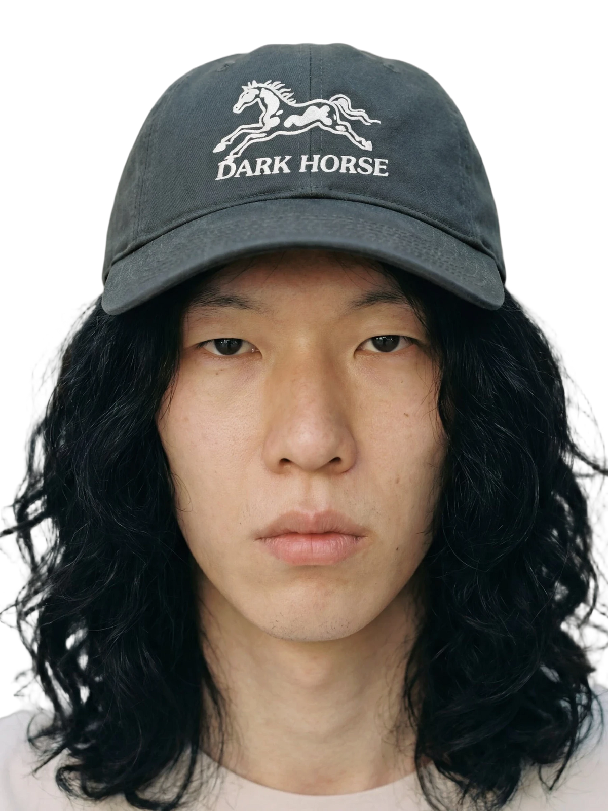 Dark Horse Cap in coal, embroidery detail