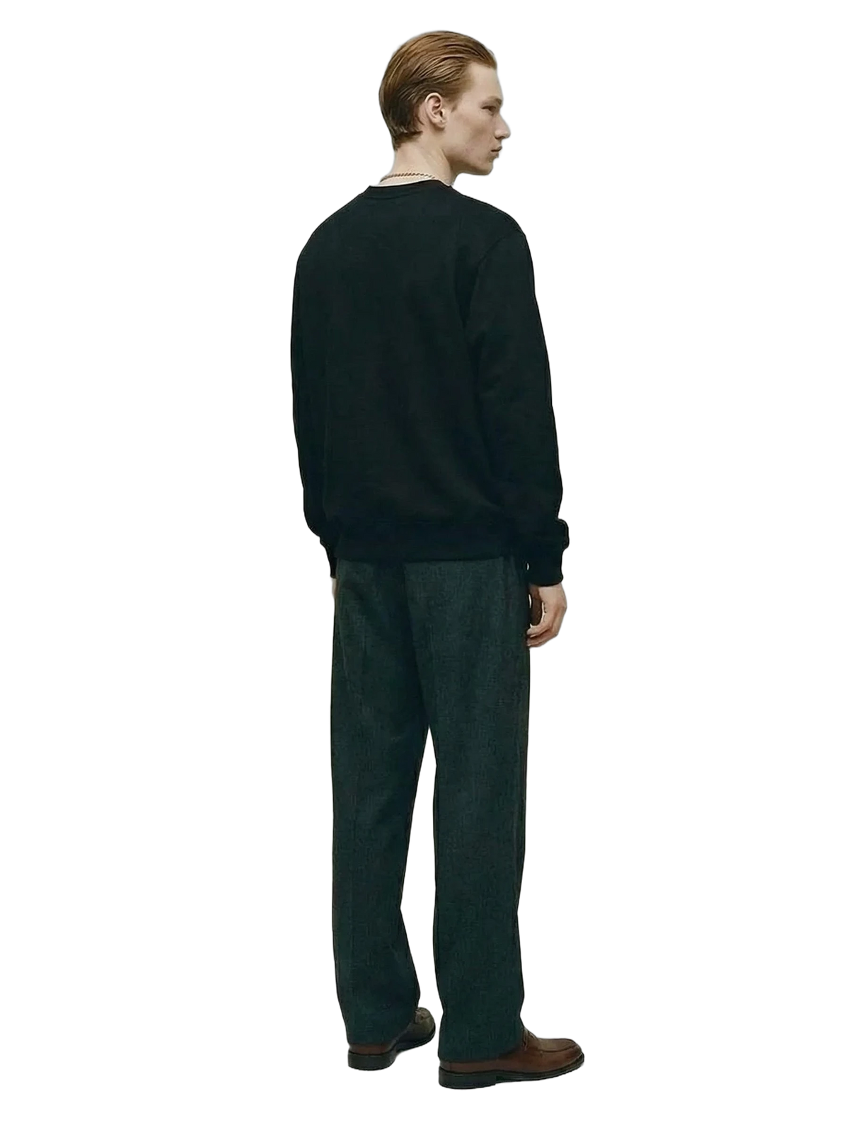 Diagonal Script Crewneck in black, men's cut