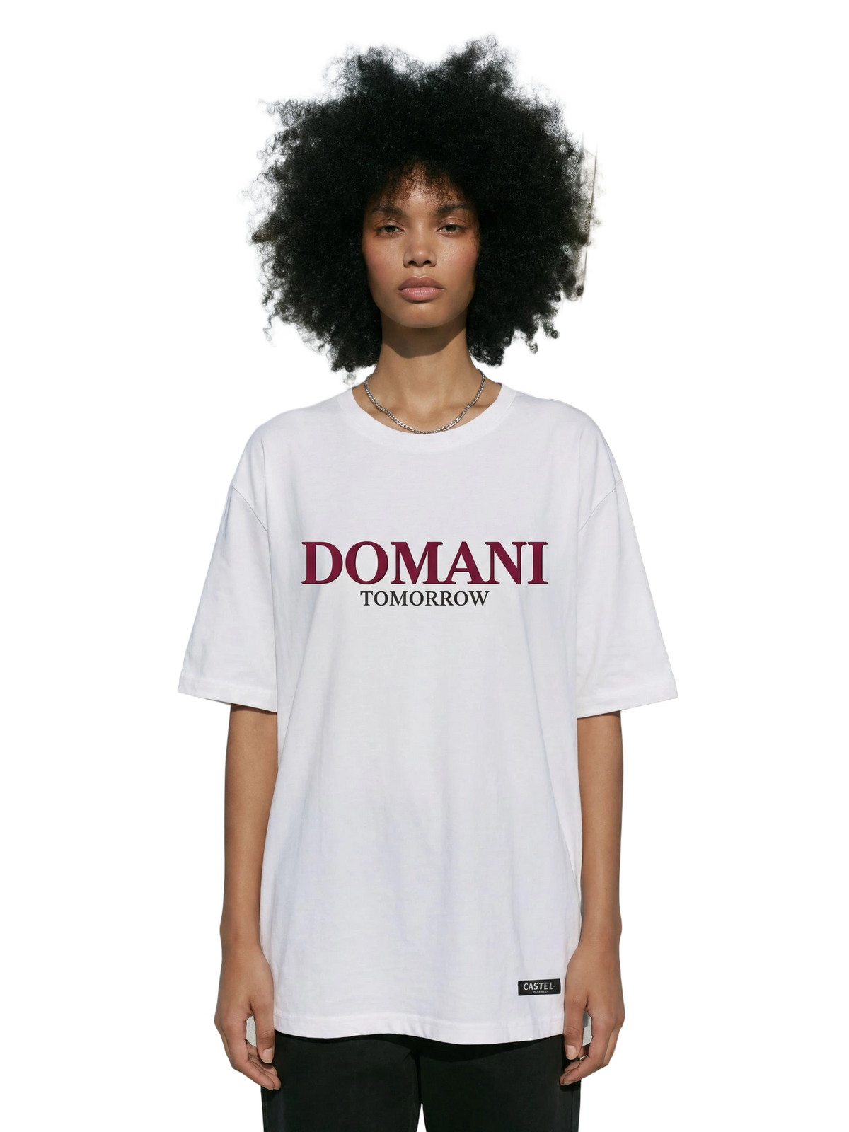 Domani Tee in white, women's cut
