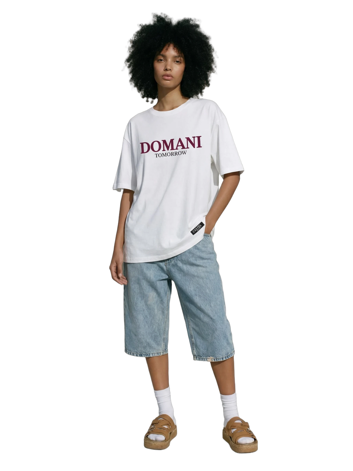 Domani Tee in white, women's cut