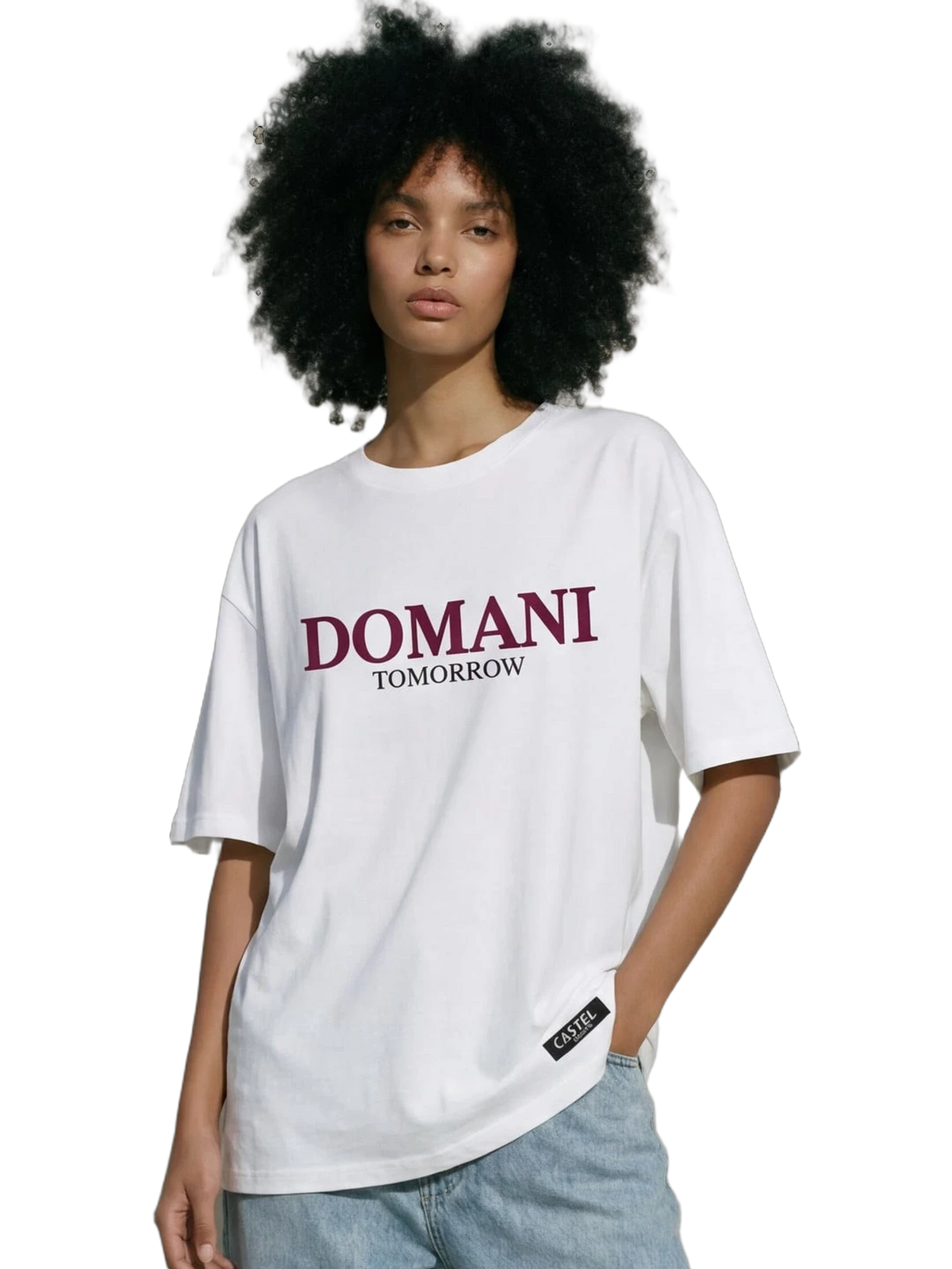 Domani Tee in white, women's cut