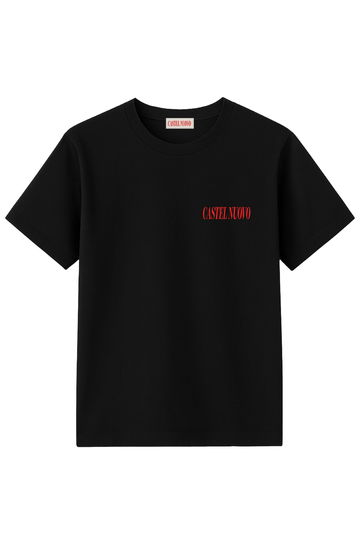 Mirror Tee in black, women's cut, flat lay