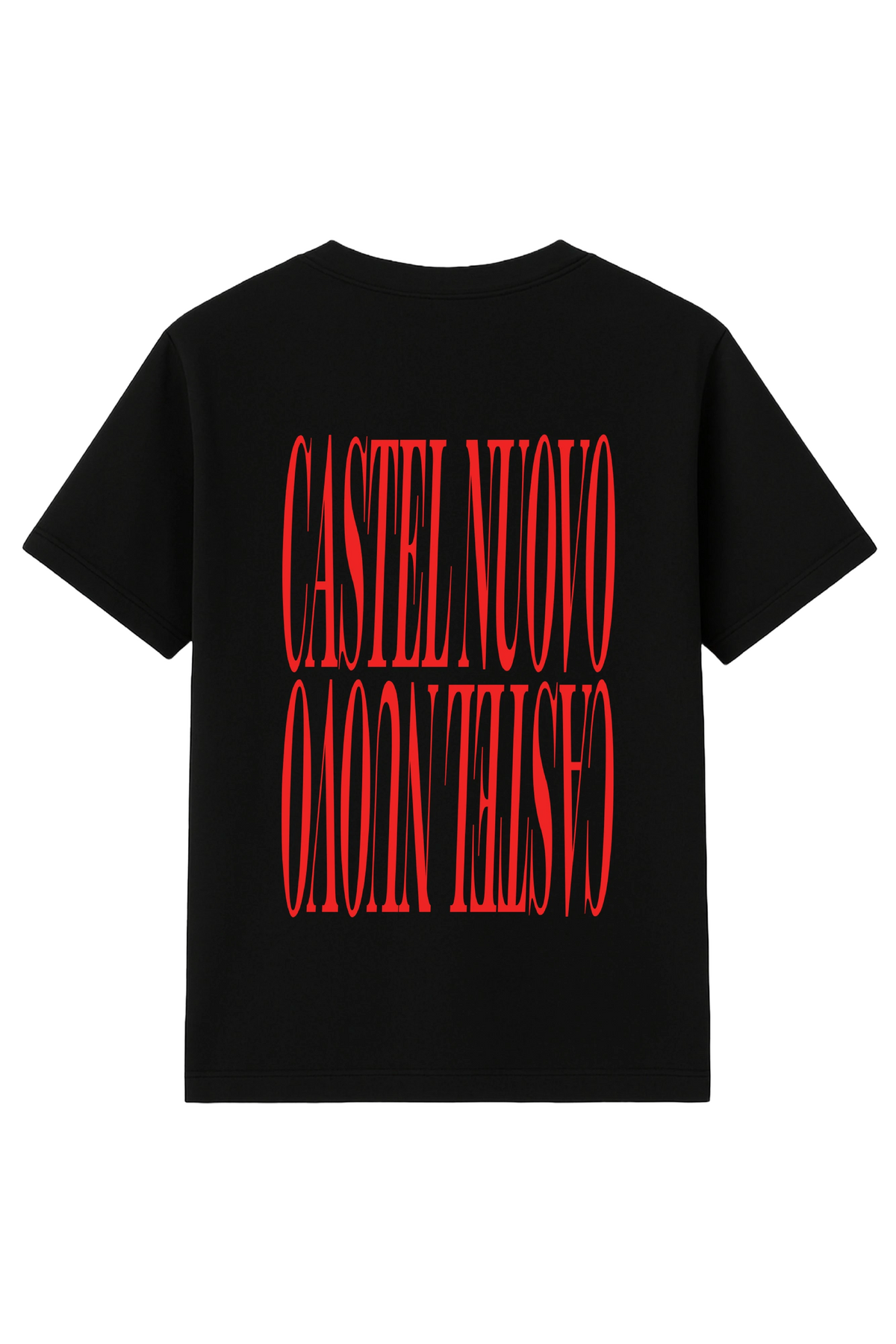 Mirror Tee in black, women's cut, flat lay