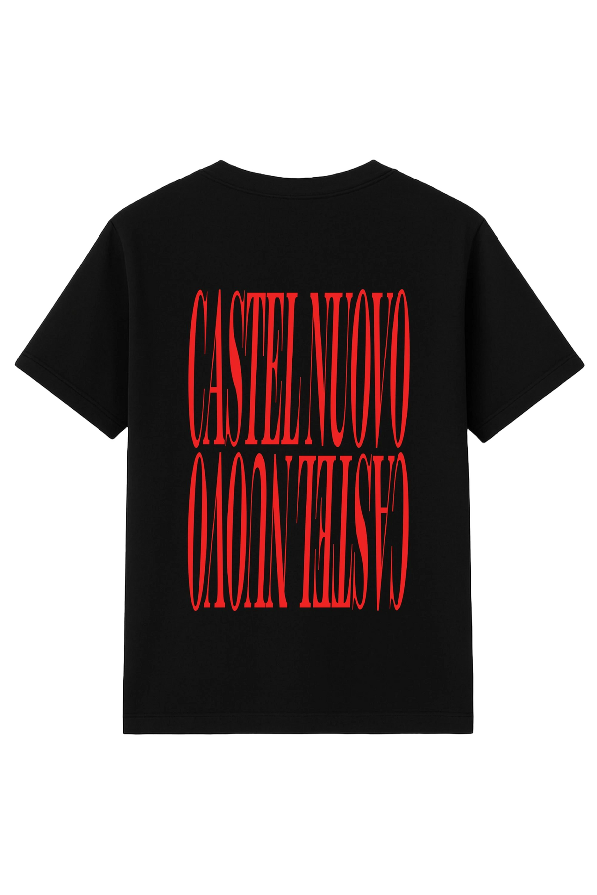 Mirror Tee in black, men's cut, flat lay