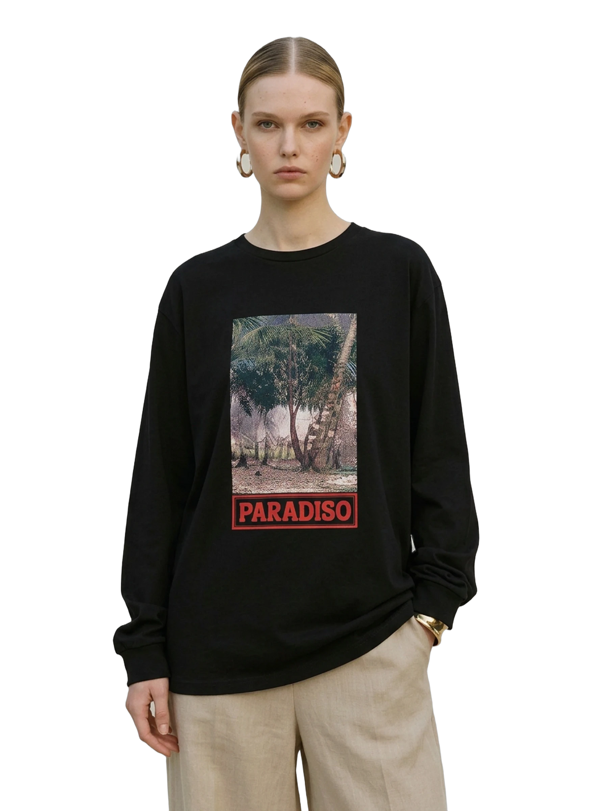 Elsewhere Long Sleeve in black, women's cut
