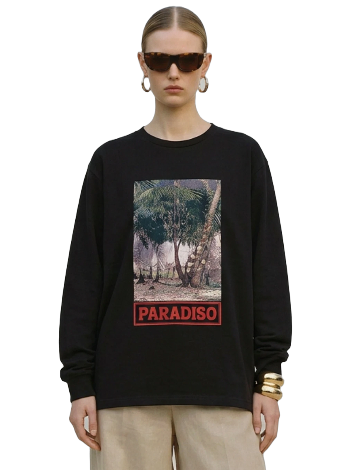 Elsewhere Long Sleeve in black, women's cut