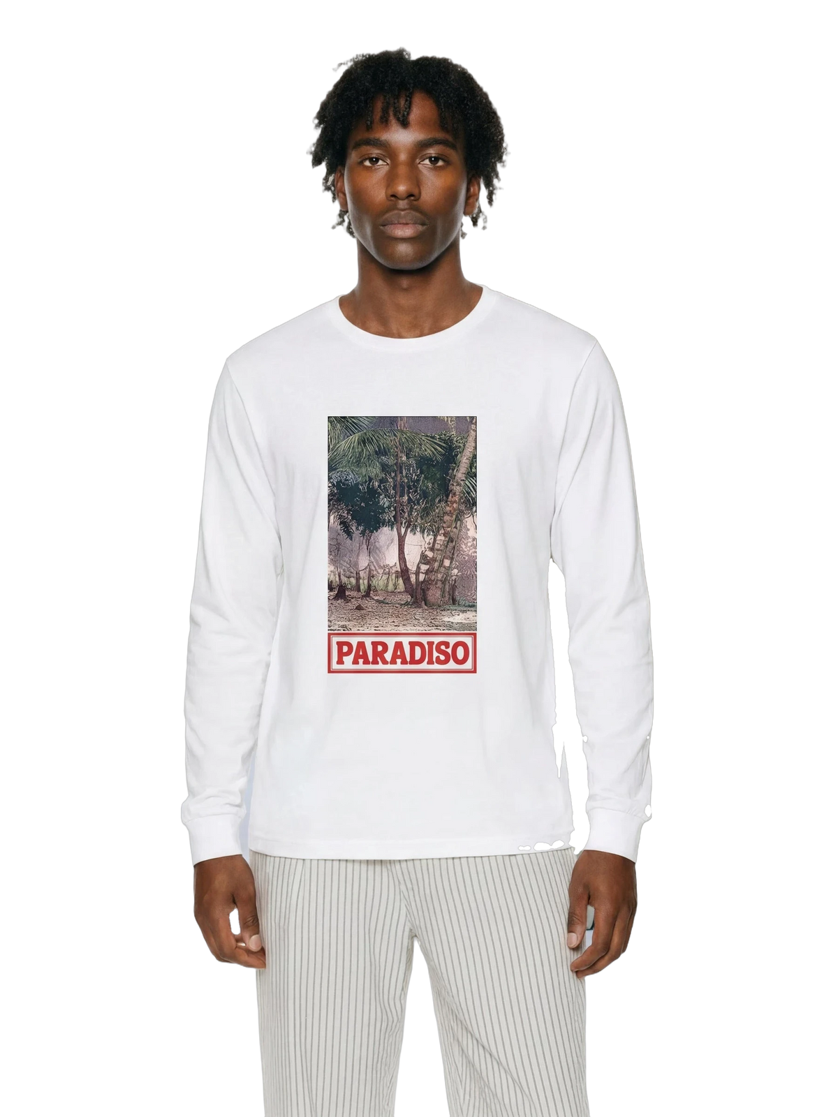 Elsewhere Long Sleeve in white, men's cut