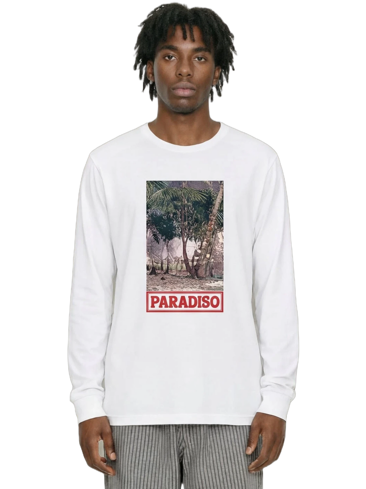Elsewhere Long Sleeve in white, men's cut