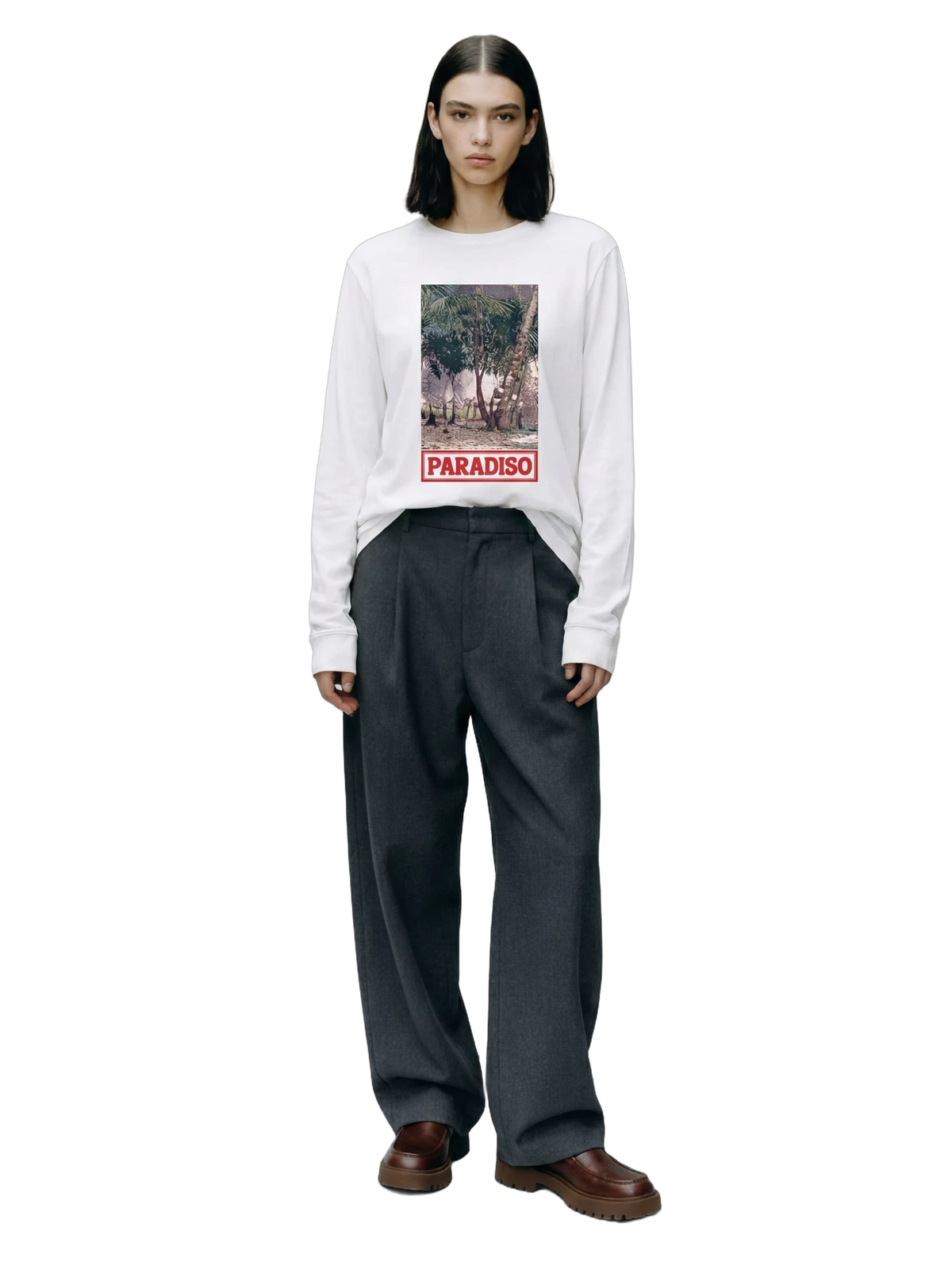 Elsewhere Long Sleeve in white, women's cut