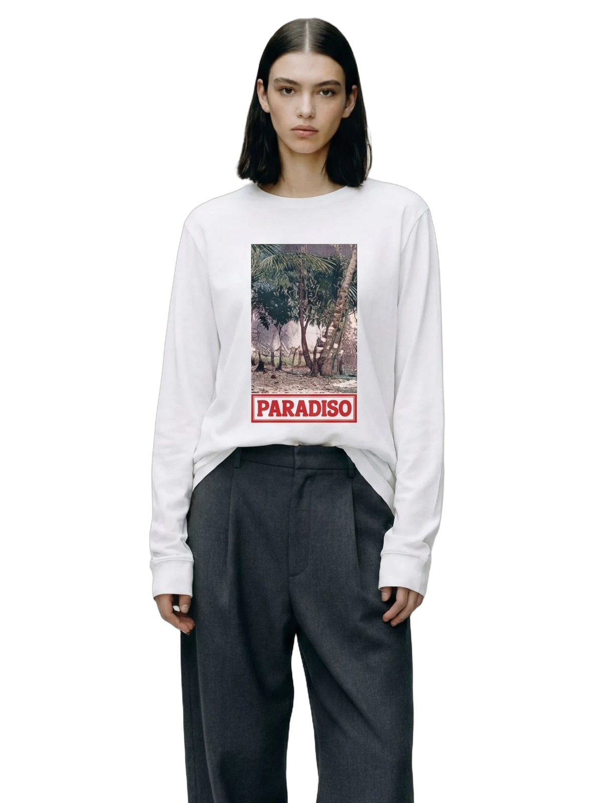 Elsewhere Long Sleeve in white, women's cut