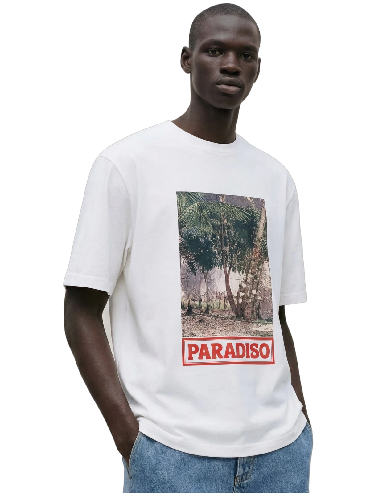 Elsewhere Tee in white, men's cut