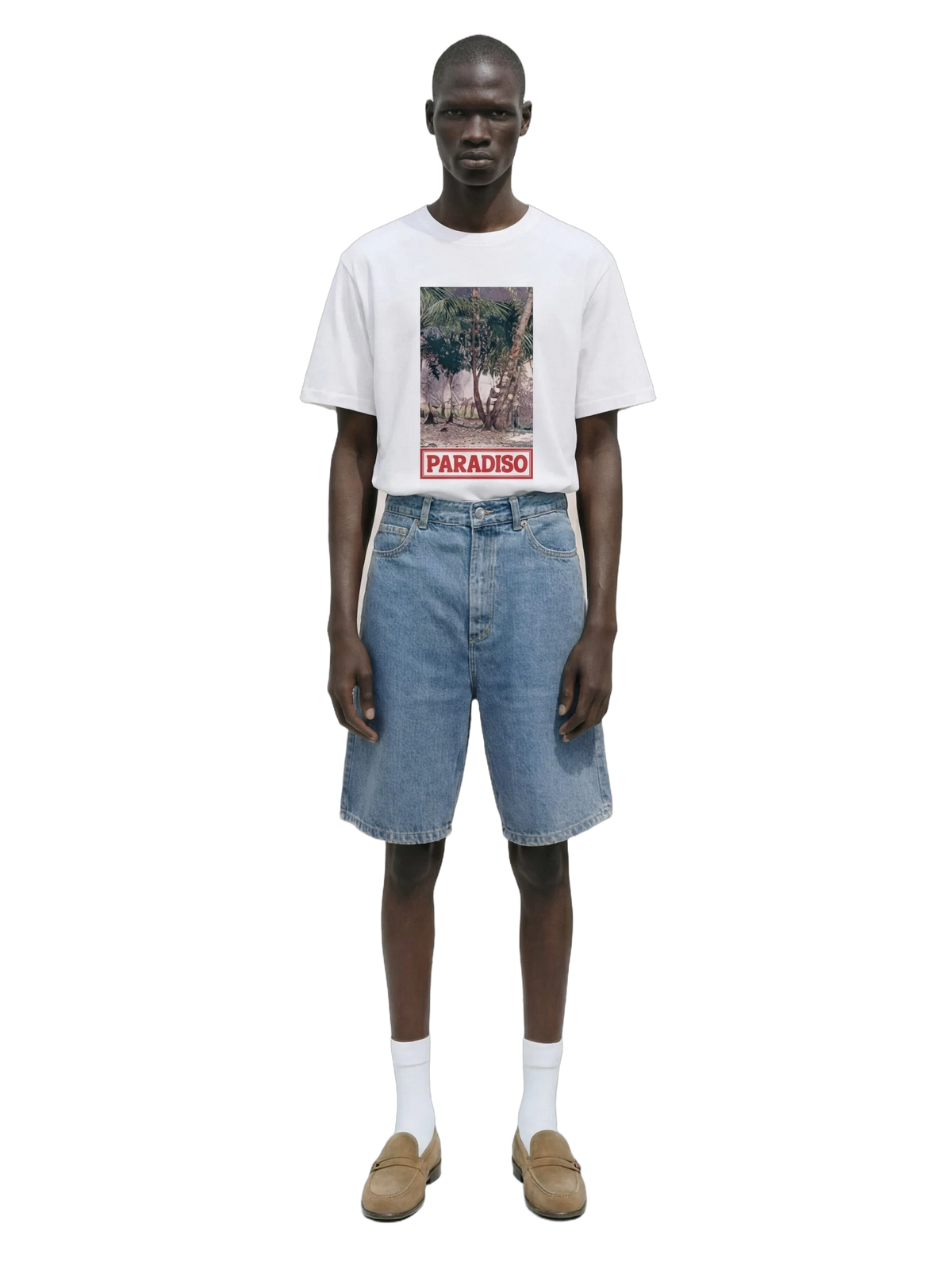 Elsewhere Tee in white, men's cut