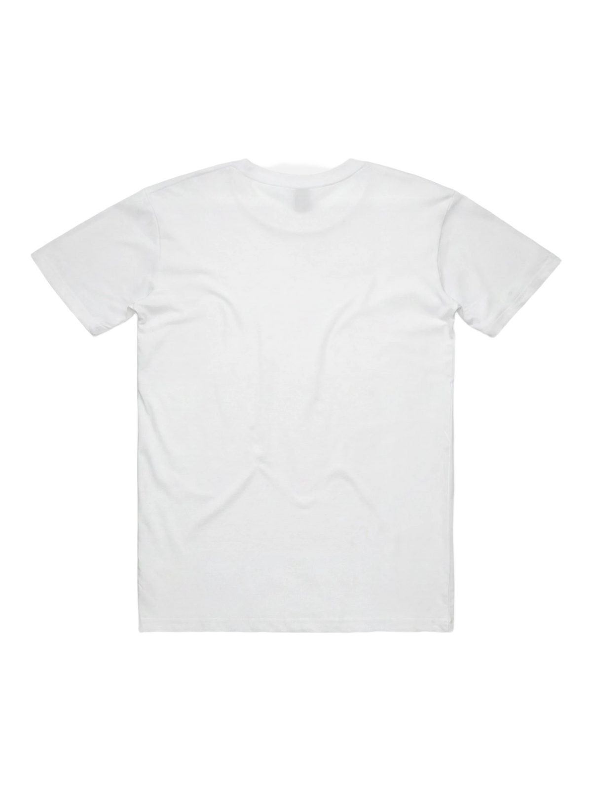 Elsewhere Tee in white, men's cut, flat lay