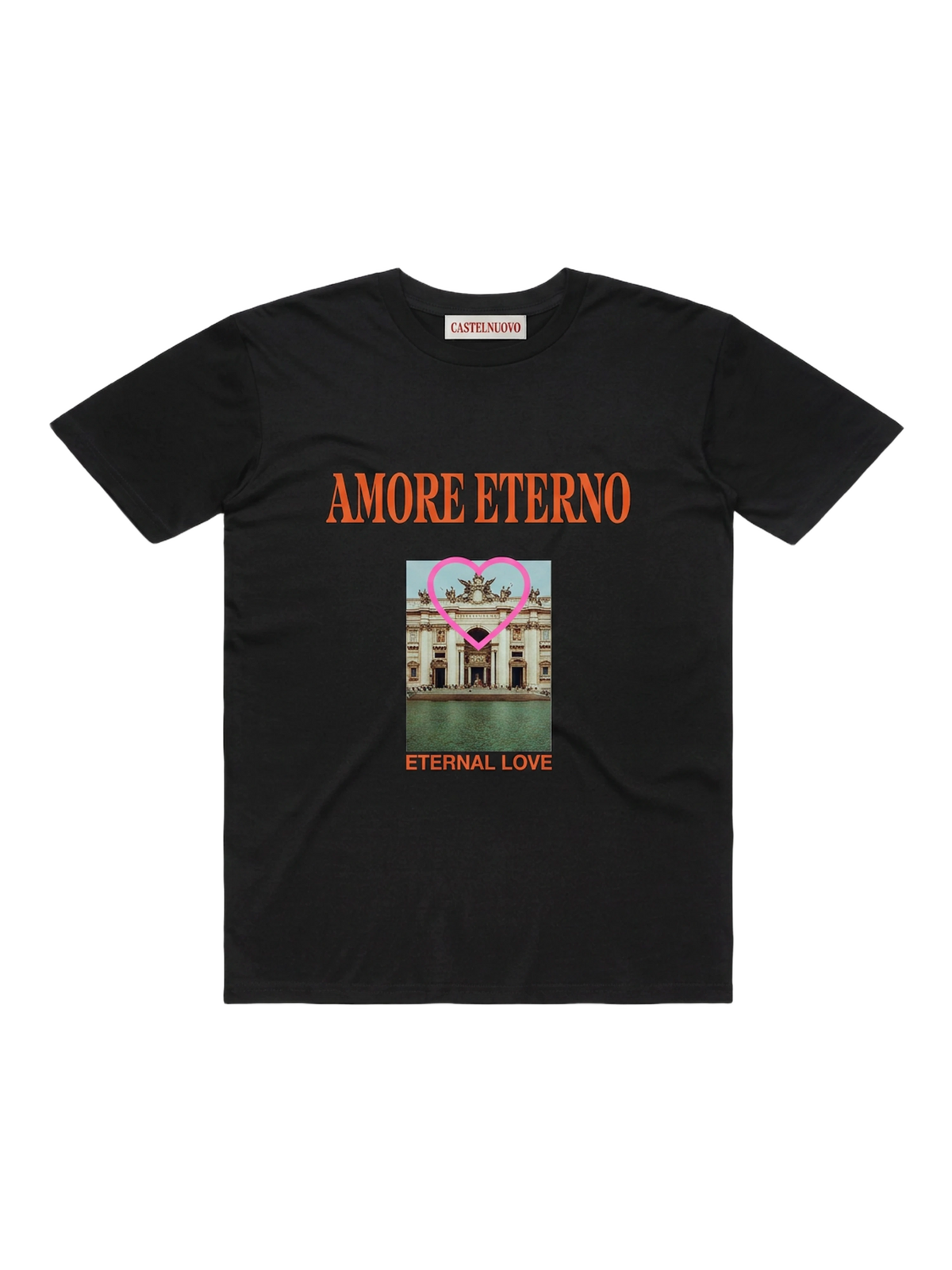 Eternity Club Tee in black, women's cut, flat lay