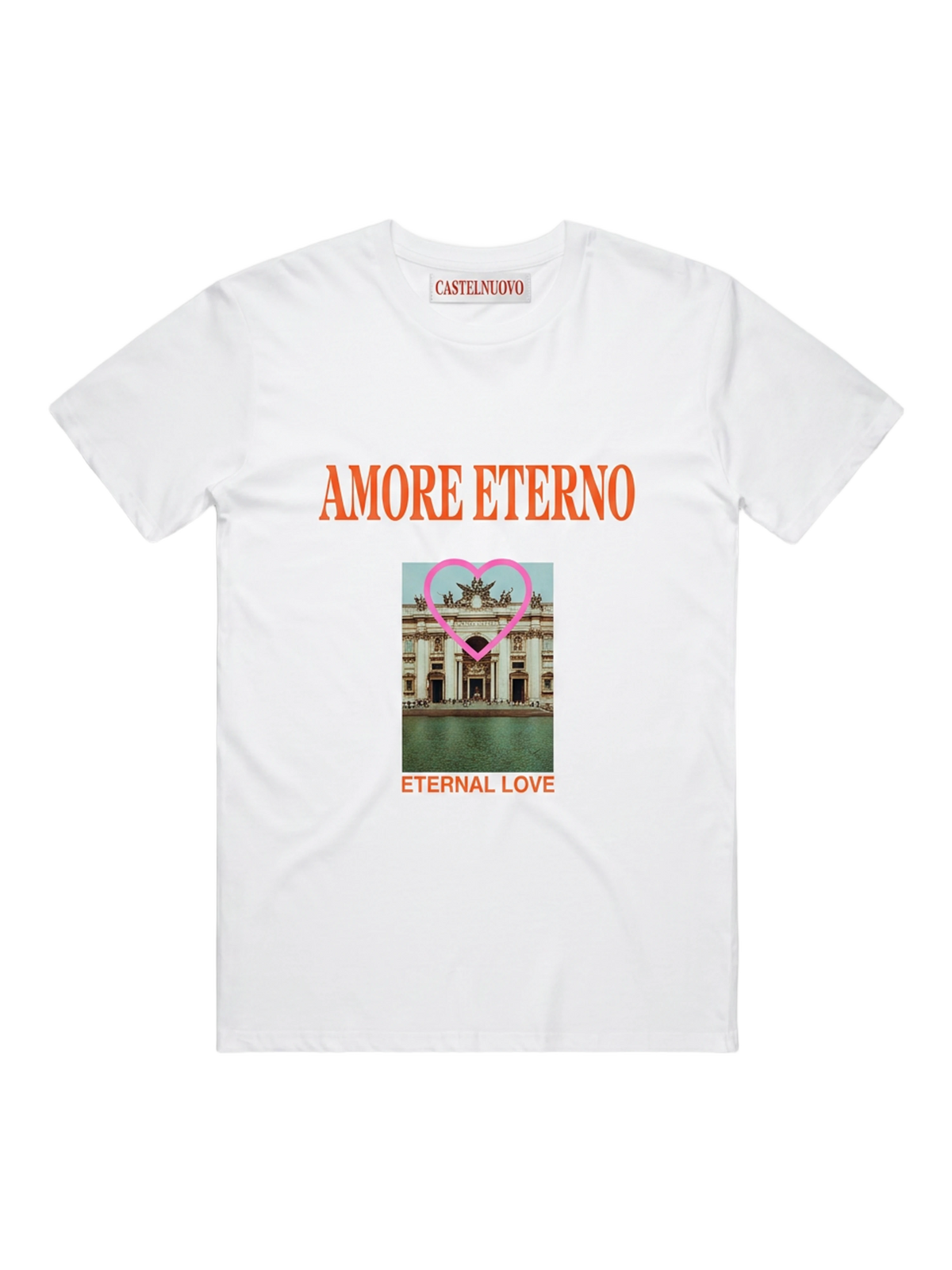 Eternity Club Tee in white, men's cut, flat lay