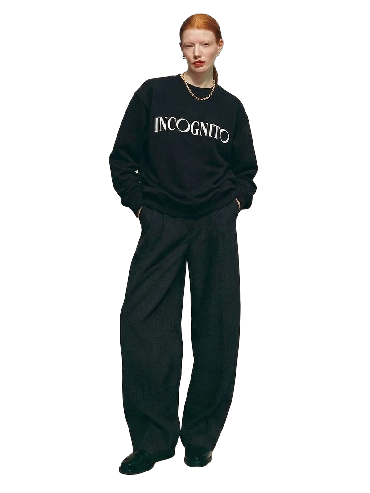 Incognito Crewneck in black, women's cut