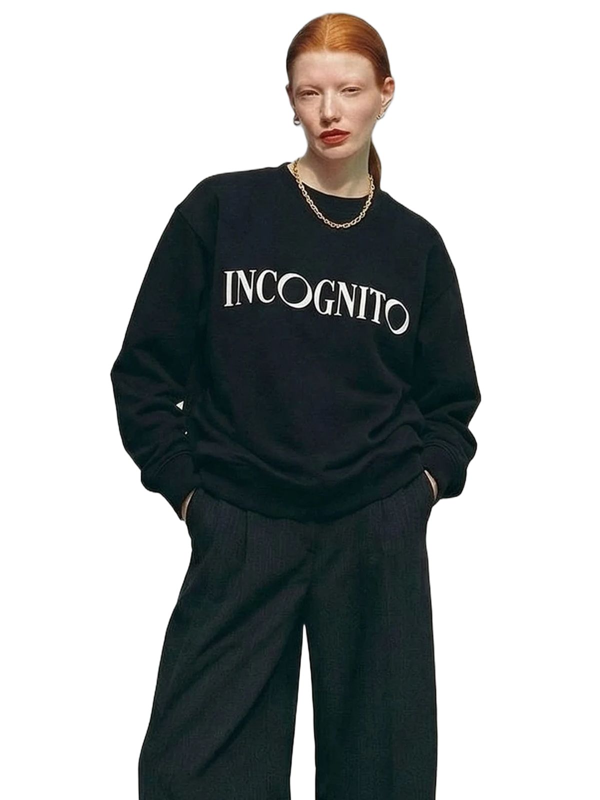 Incognito Crewneck in black, women's cut