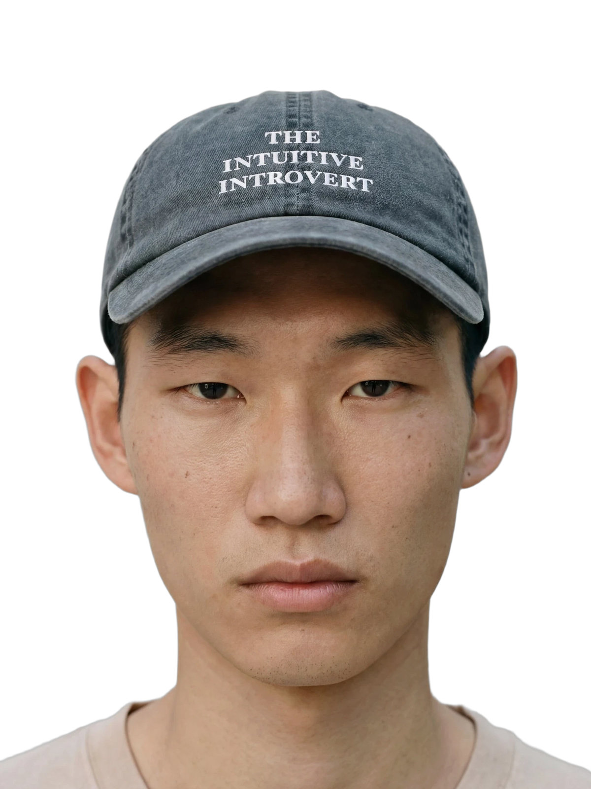 Intuitive Introvert Cap in black, print detail