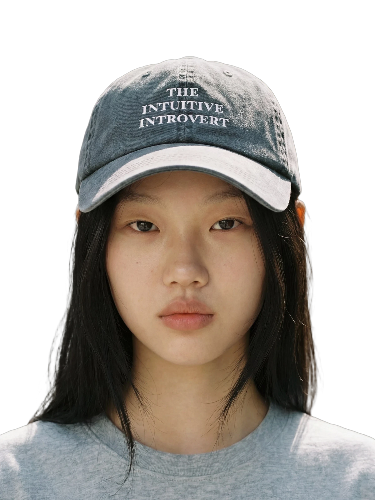 Intuitive Introvert Cap in black, print detail