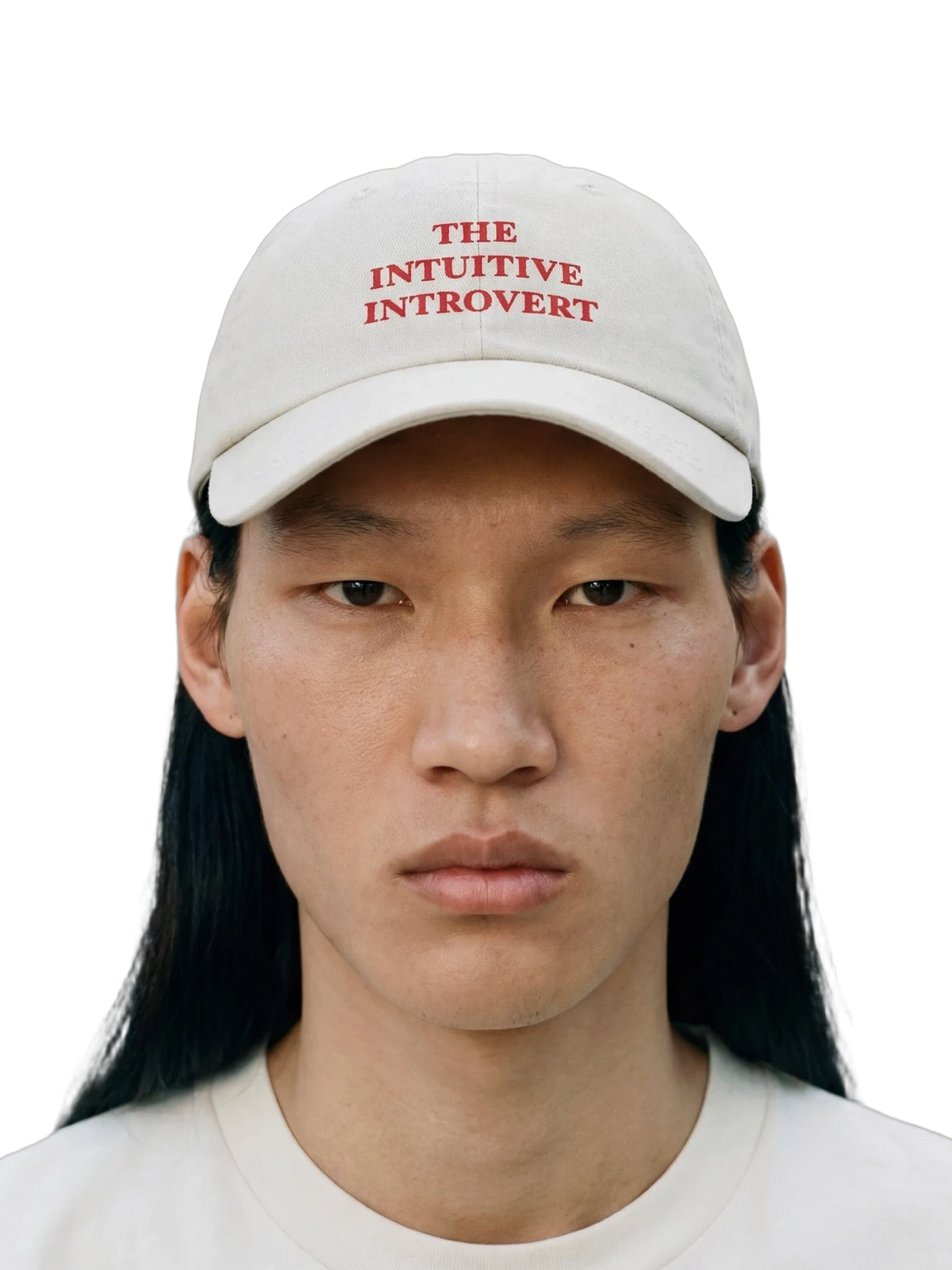 Intuitive Introvert Cap in stone, embroidery detail