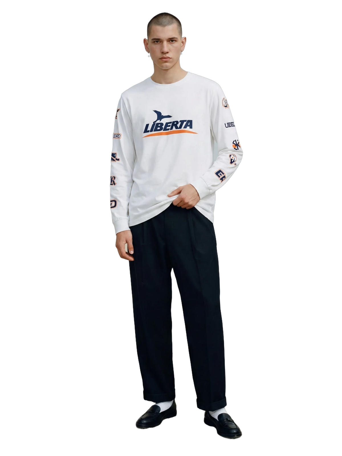 Liberta Long Sleeve in white, men's cut