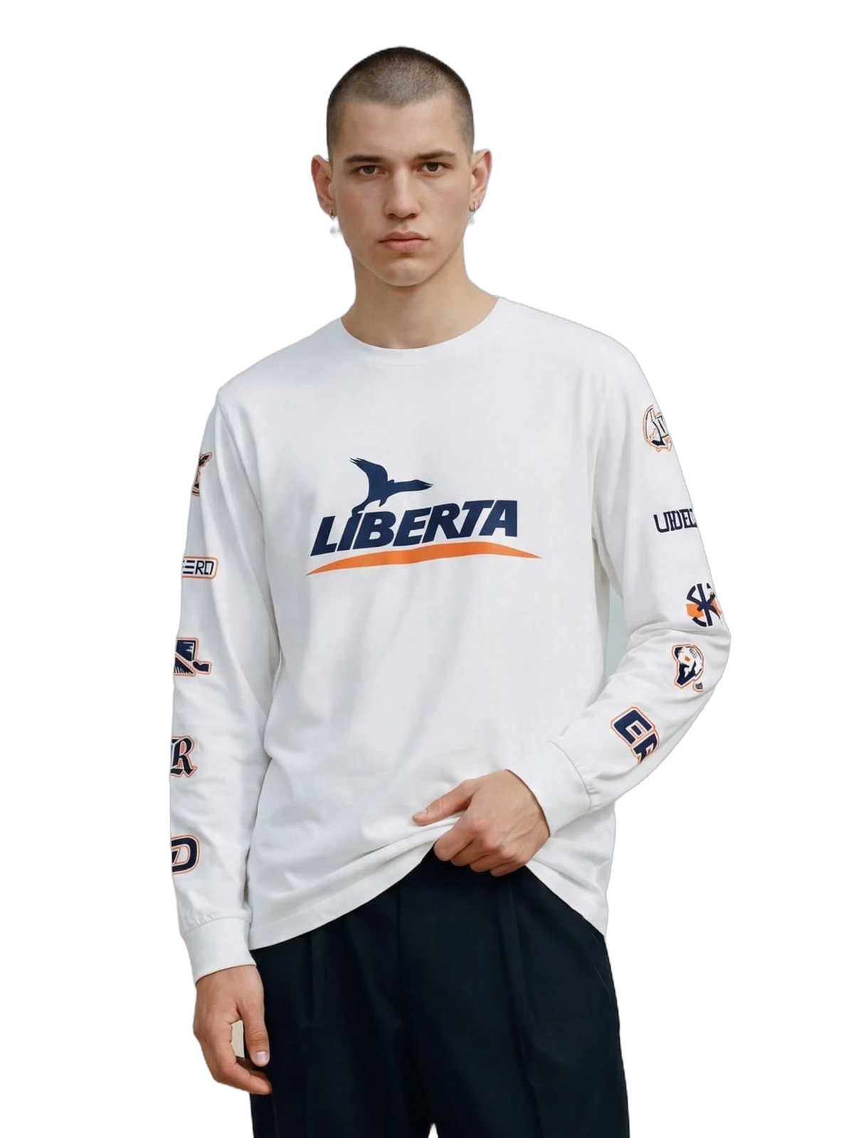 Liberta Long Sleeve in white, men's cut
