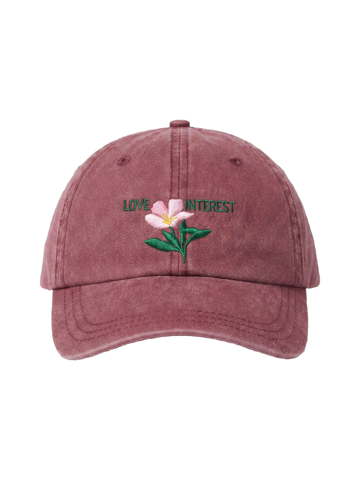Love Interest Cap in cardinal, flat lay