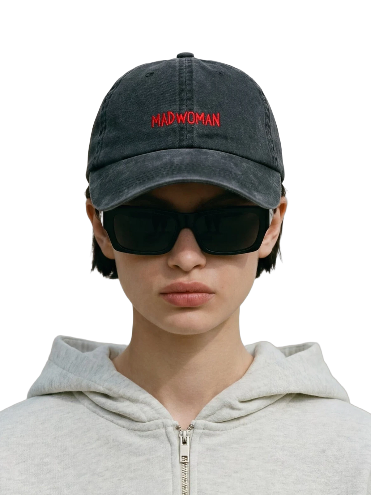 Madwoman Cap in black, embroidery detail