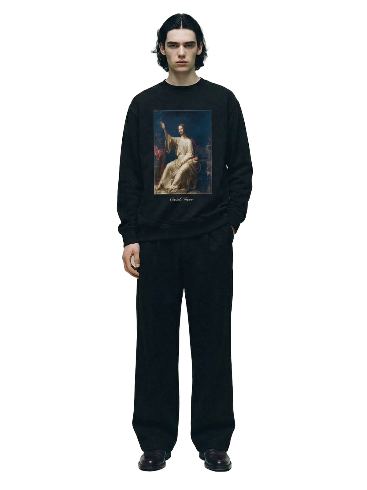 Manus Dei Crewneck in black, men's cut