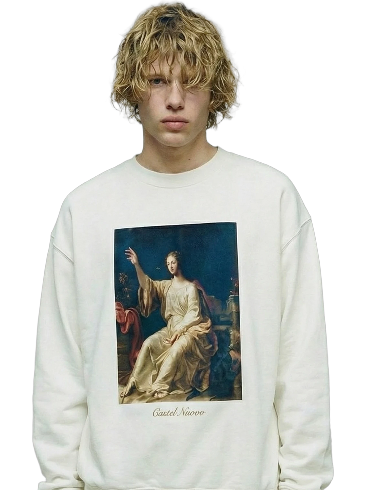 Manus Dei Crewneck in white, men's cut