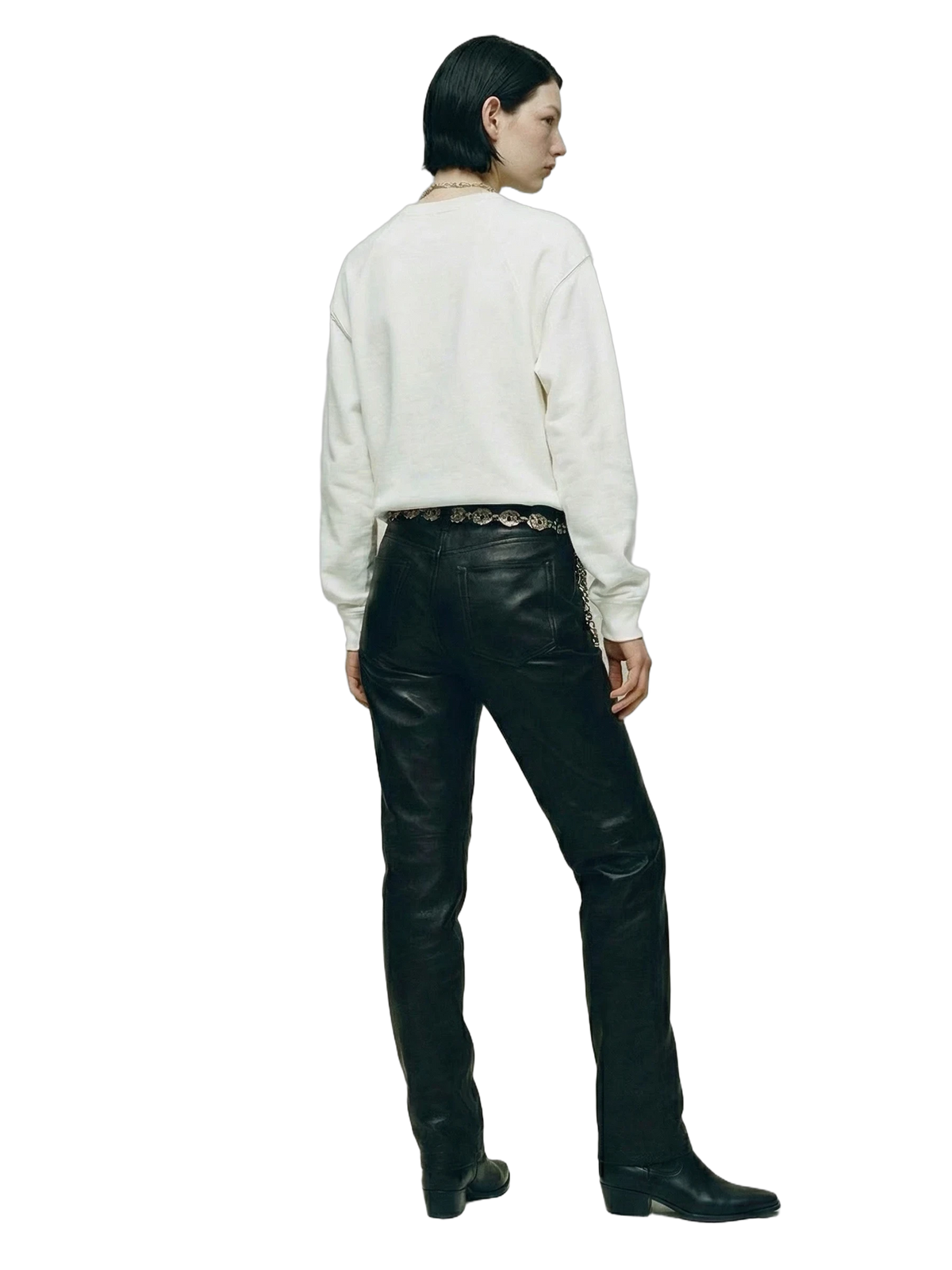 Manus Dei Crewneck in white, women's cut