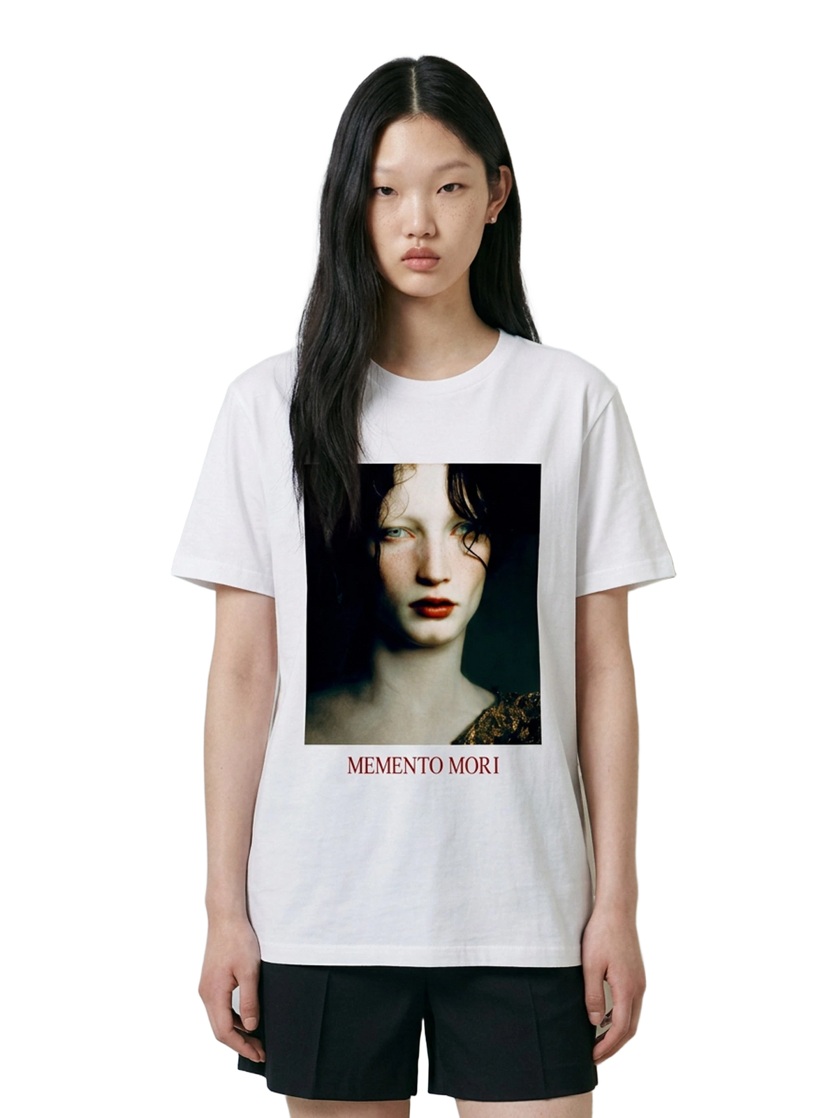 Memento Mori Tee in white, women's cut