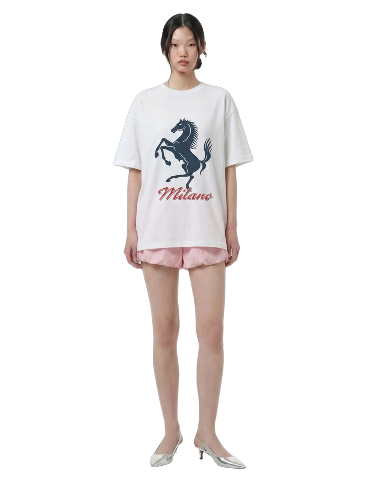 Milano Horse Tee in white, women's cut