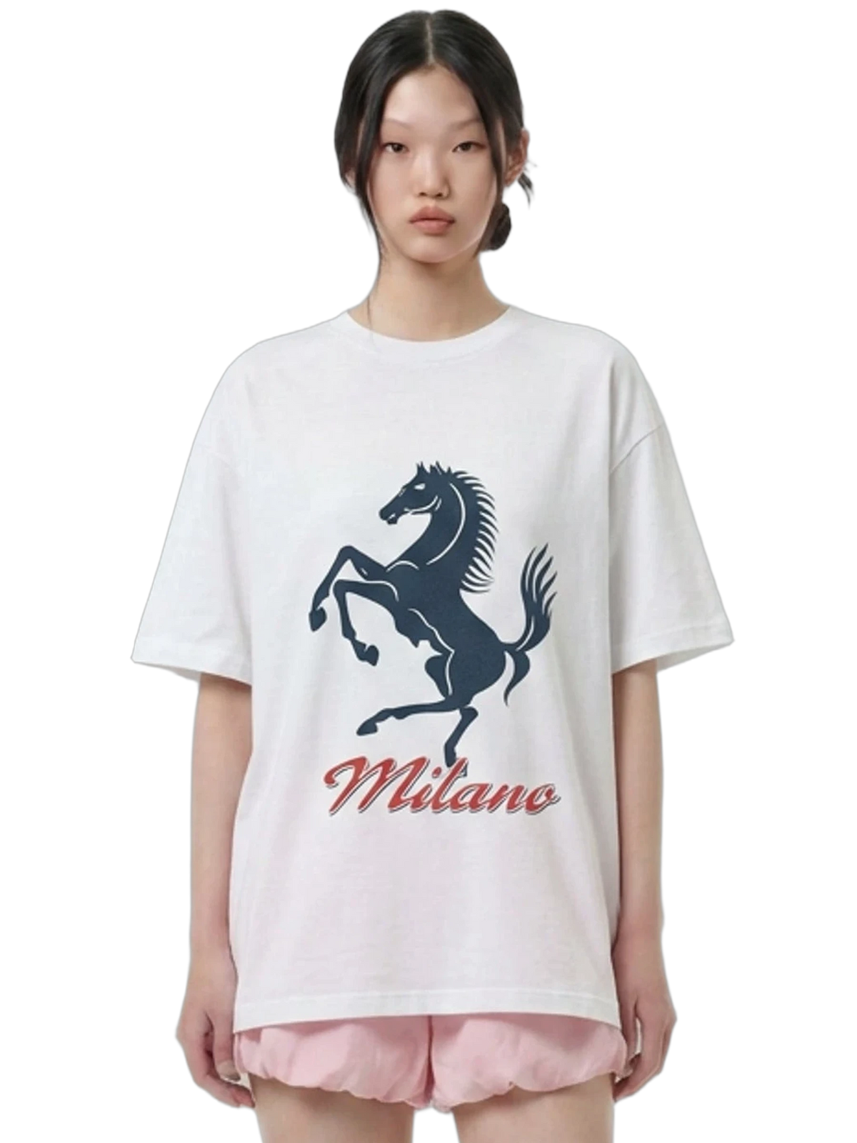 Milano Horse Tee in white, women's cut