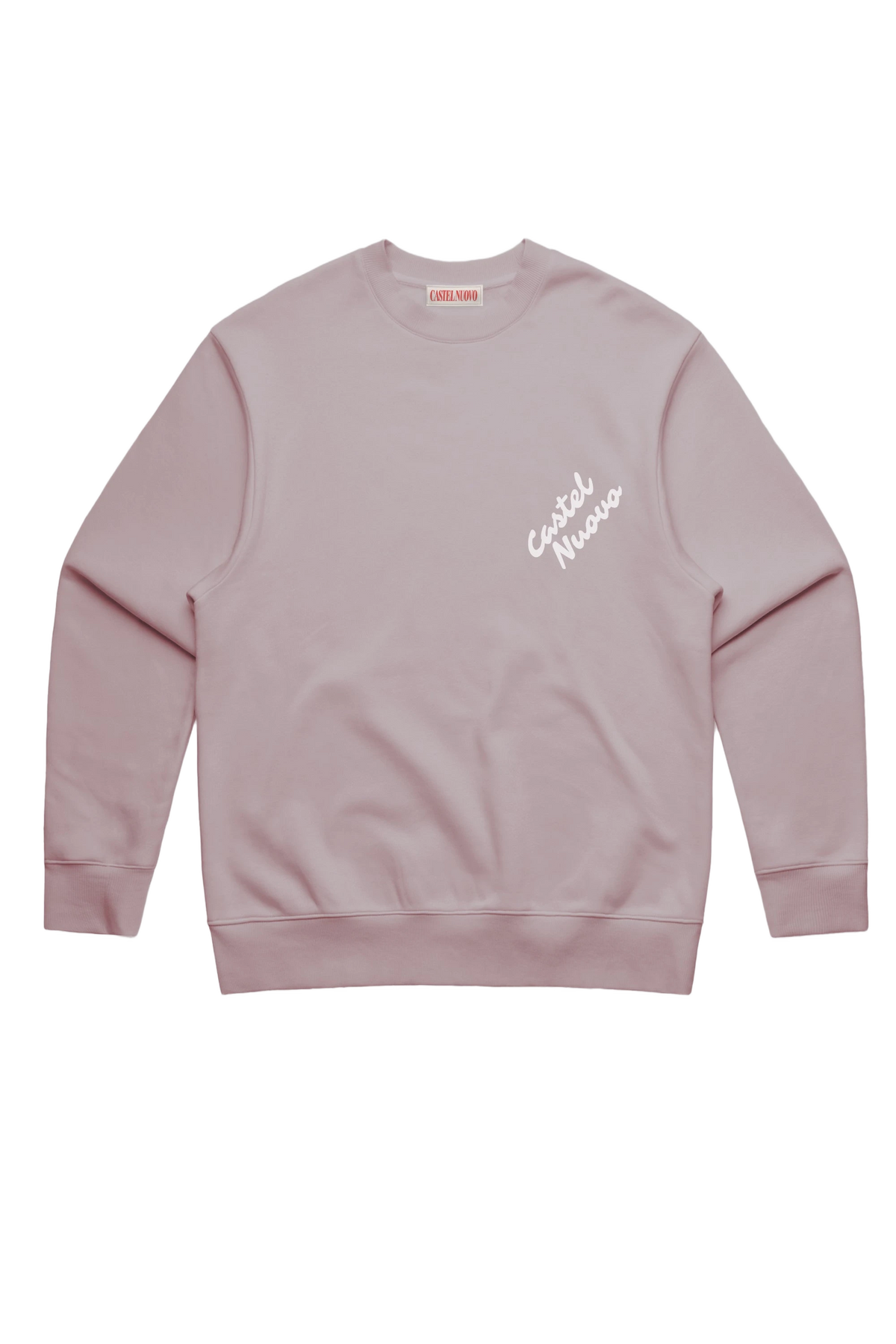 Mini Script Crewneck in light pink, men's cut, flat lay