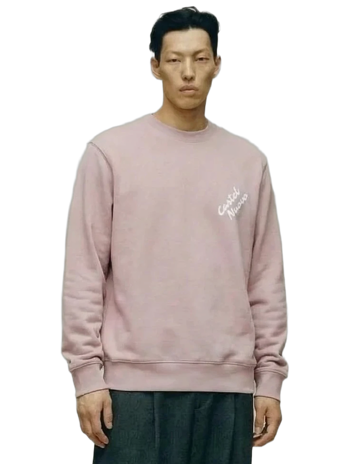 Mini Script Crewneck in light pink, men's cut