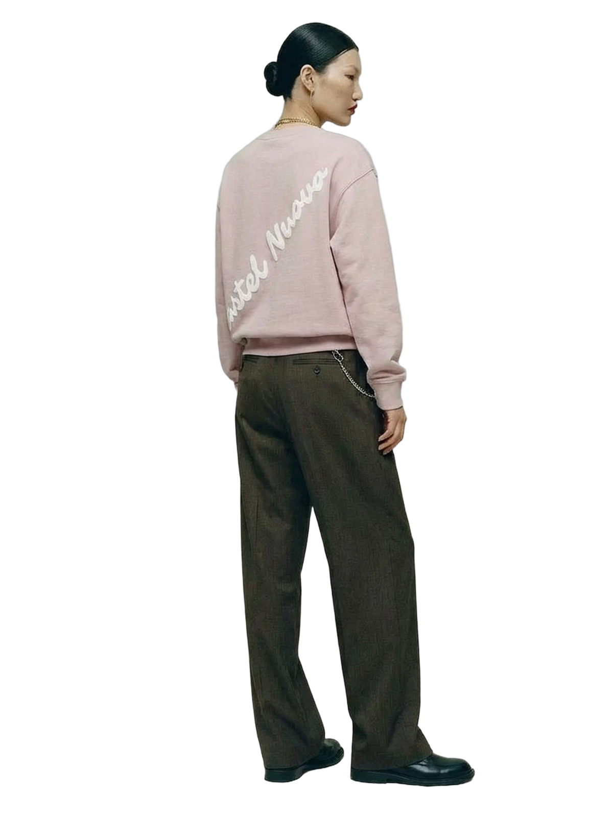 Mini Script Crewneck in light pink, women's cut