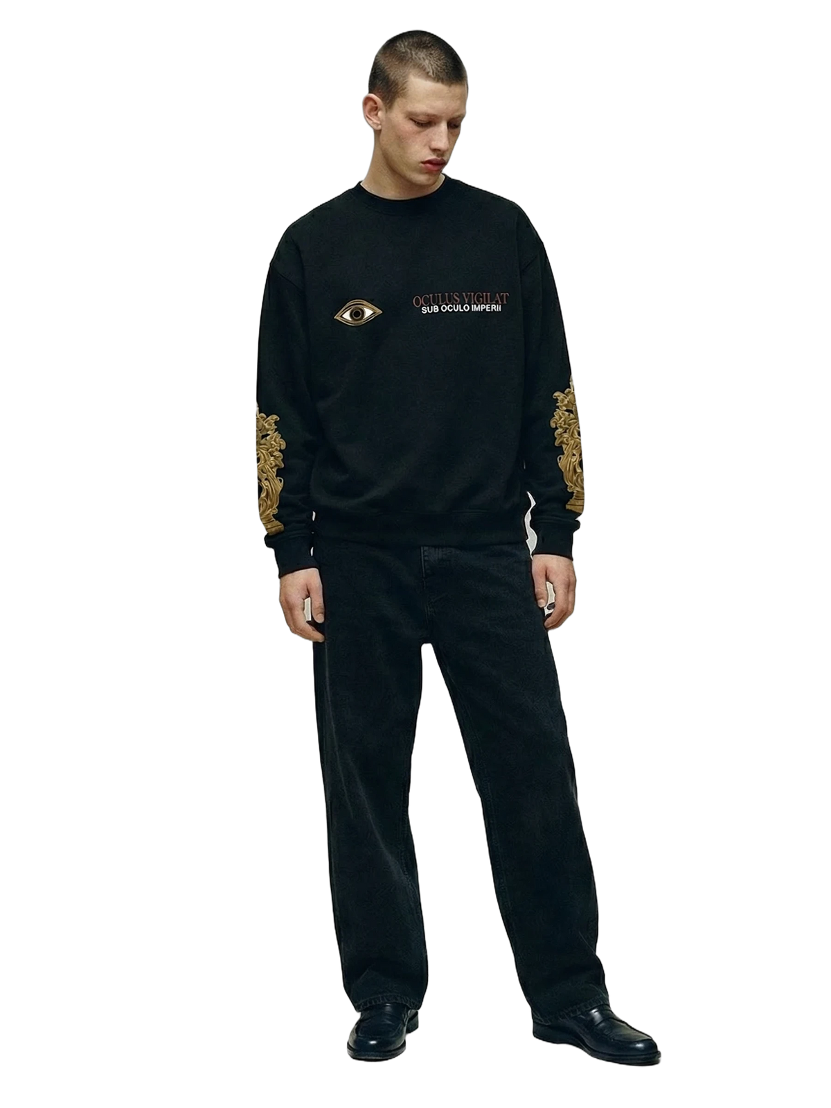 Oculus Vigilat Crewneck in black, men's cut