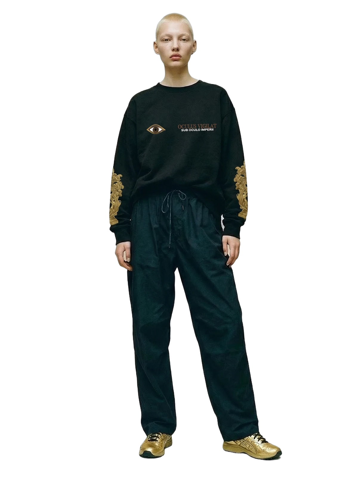 Oculus Crewneck in black, women's cut