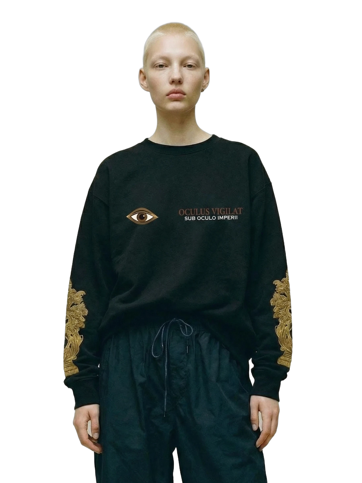 Oculus Crewneck in black, women's cut