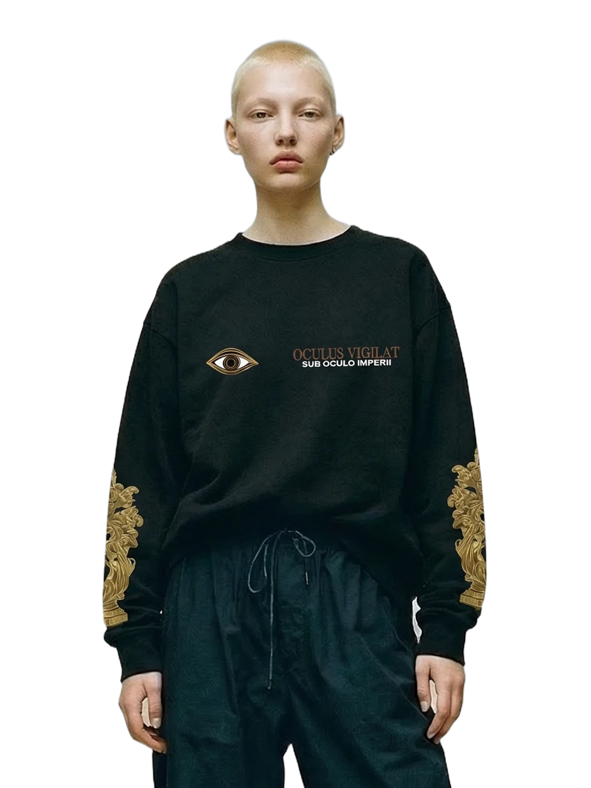 Oculus Crewneck in black, women's cut