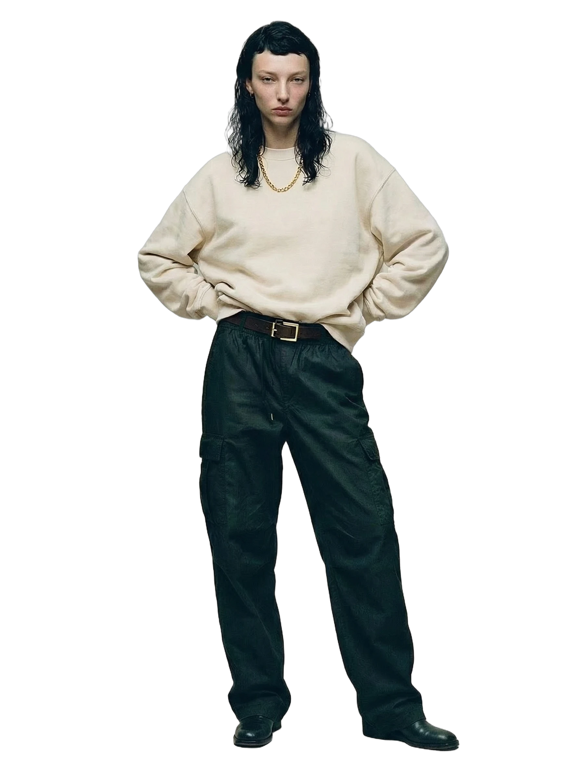 Oltre Crewneck in bone, women's cut