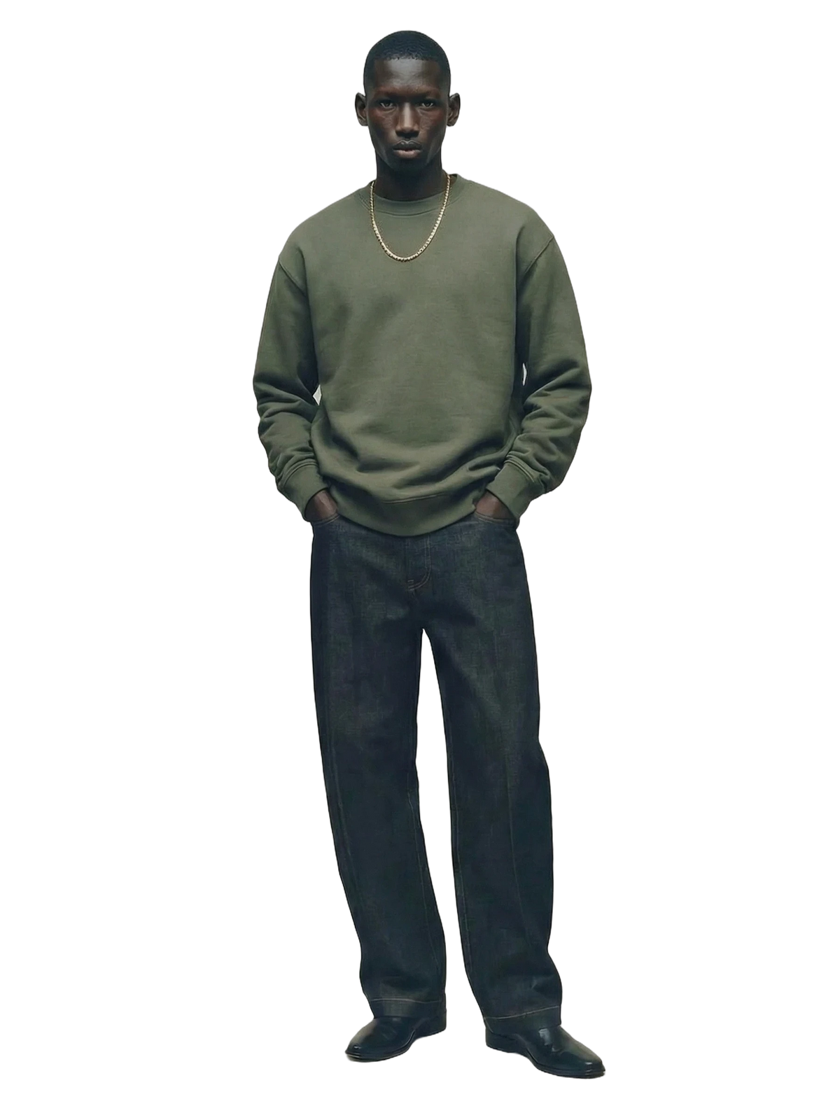 Oltre Crewneck in cypress, men's cut