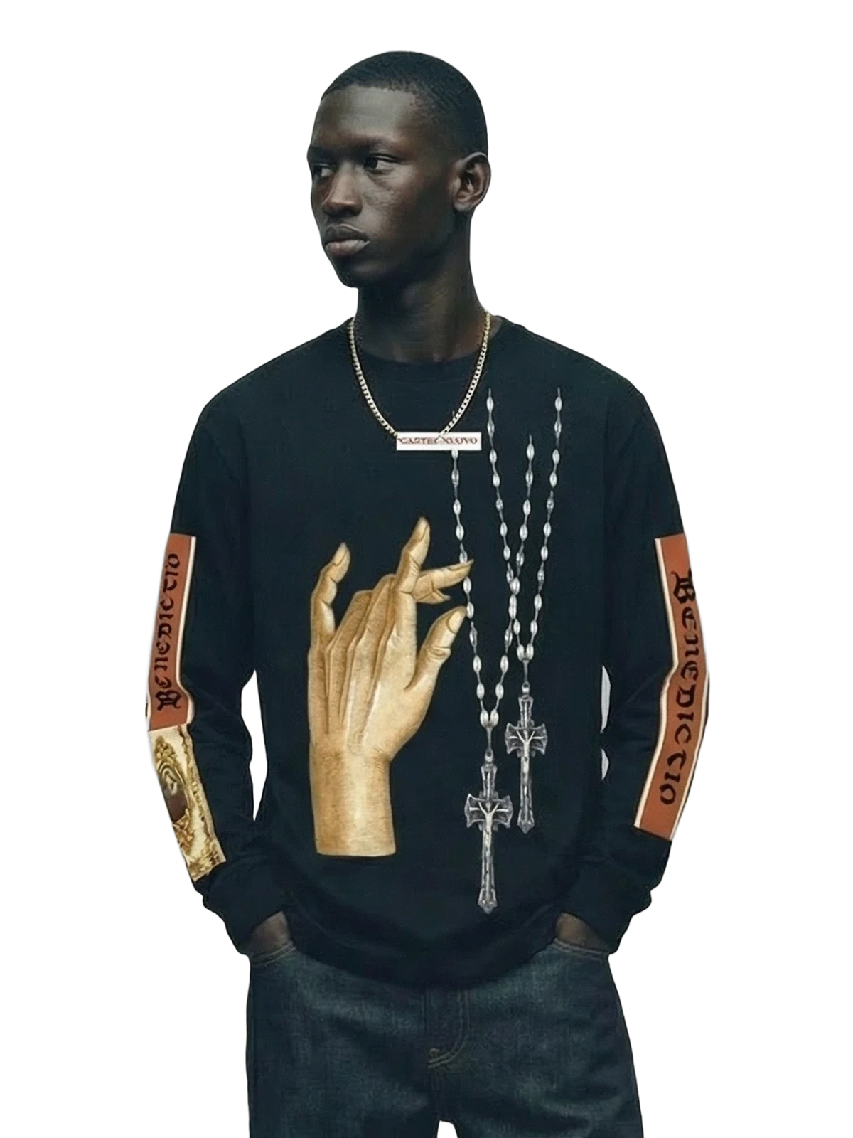 Papal Longsleeve in black, men's cut