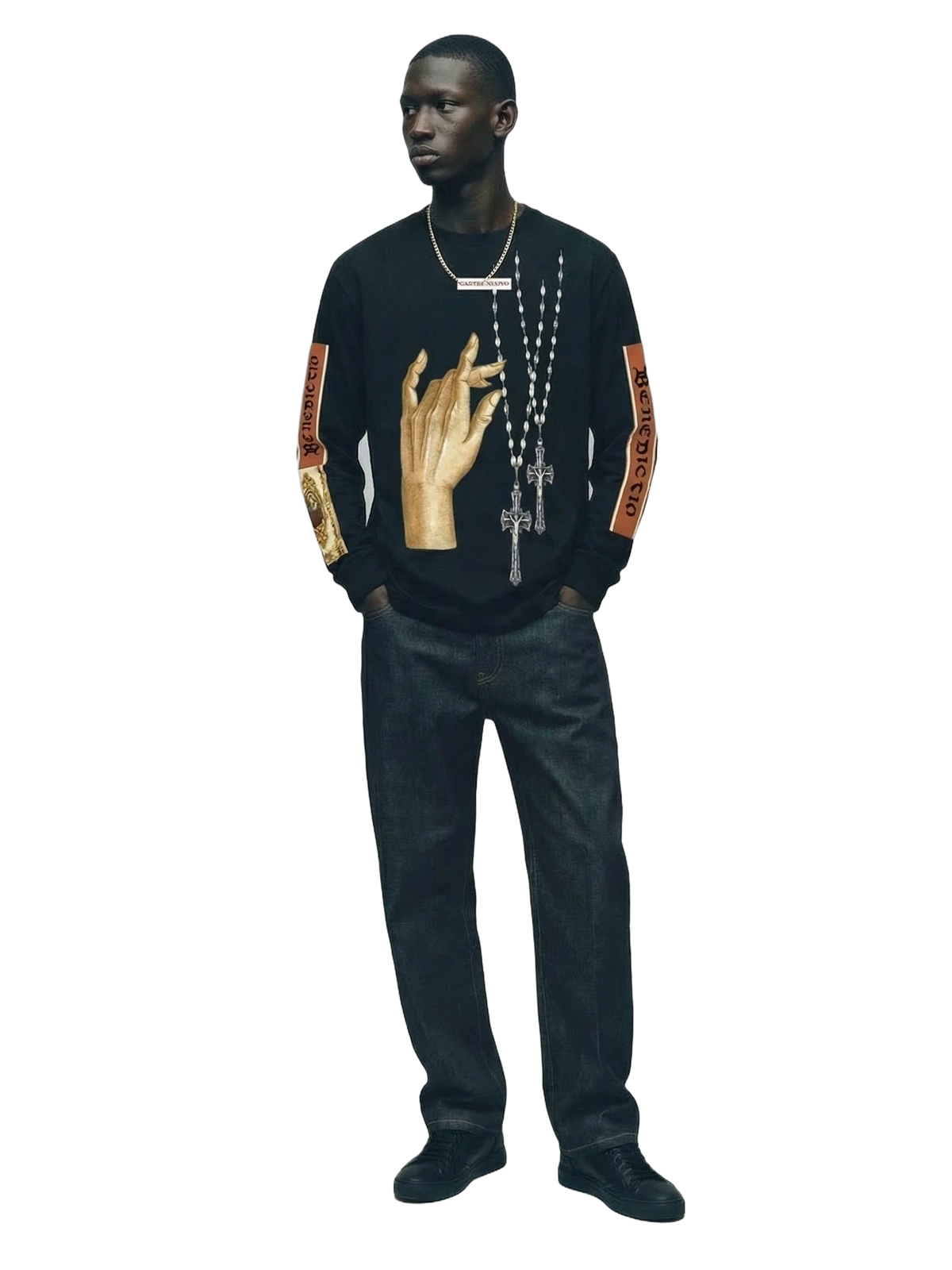 Papal Longsleeve in black, men's cut