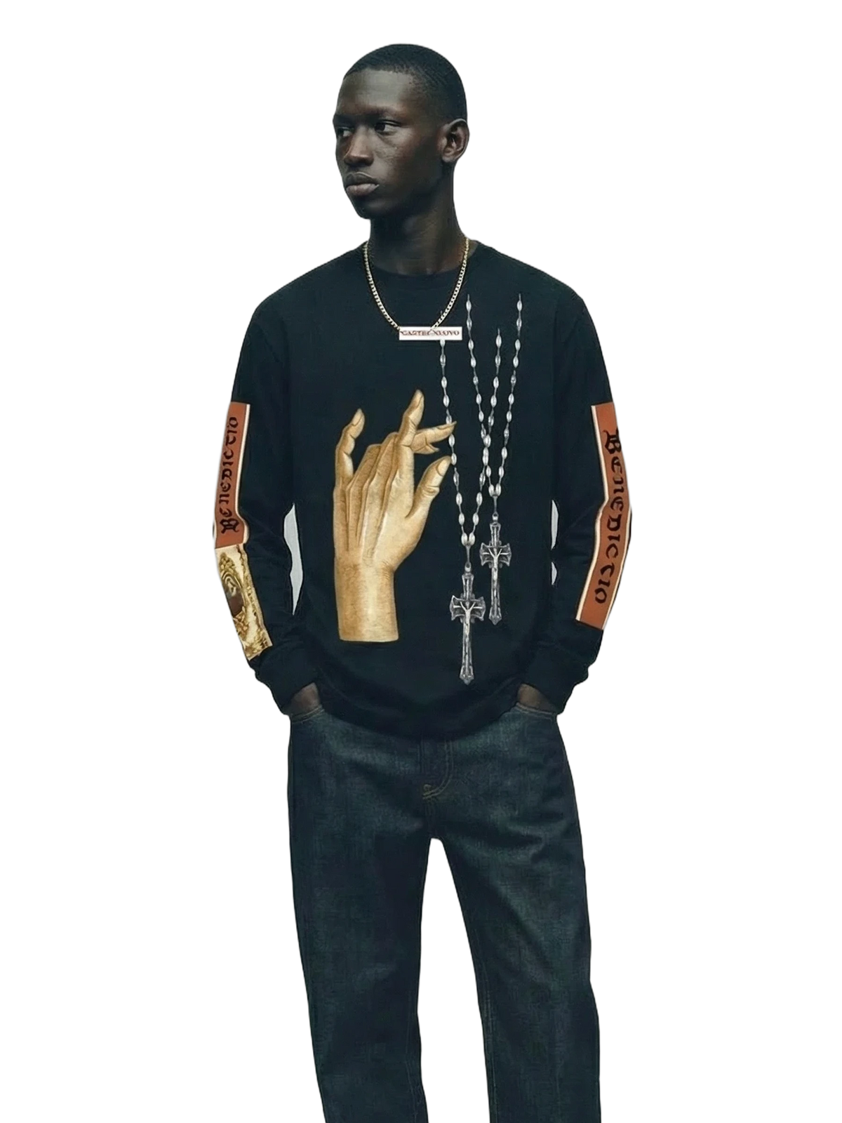 Papal Longsleeve in black, men's cut