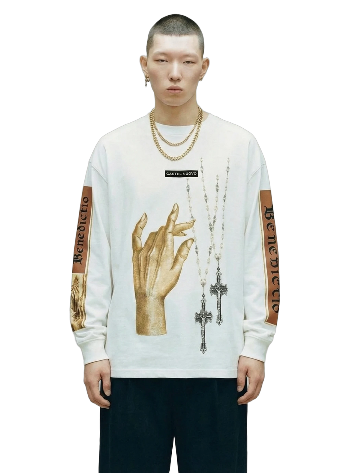 Papal Longsleeve in white, men's cut