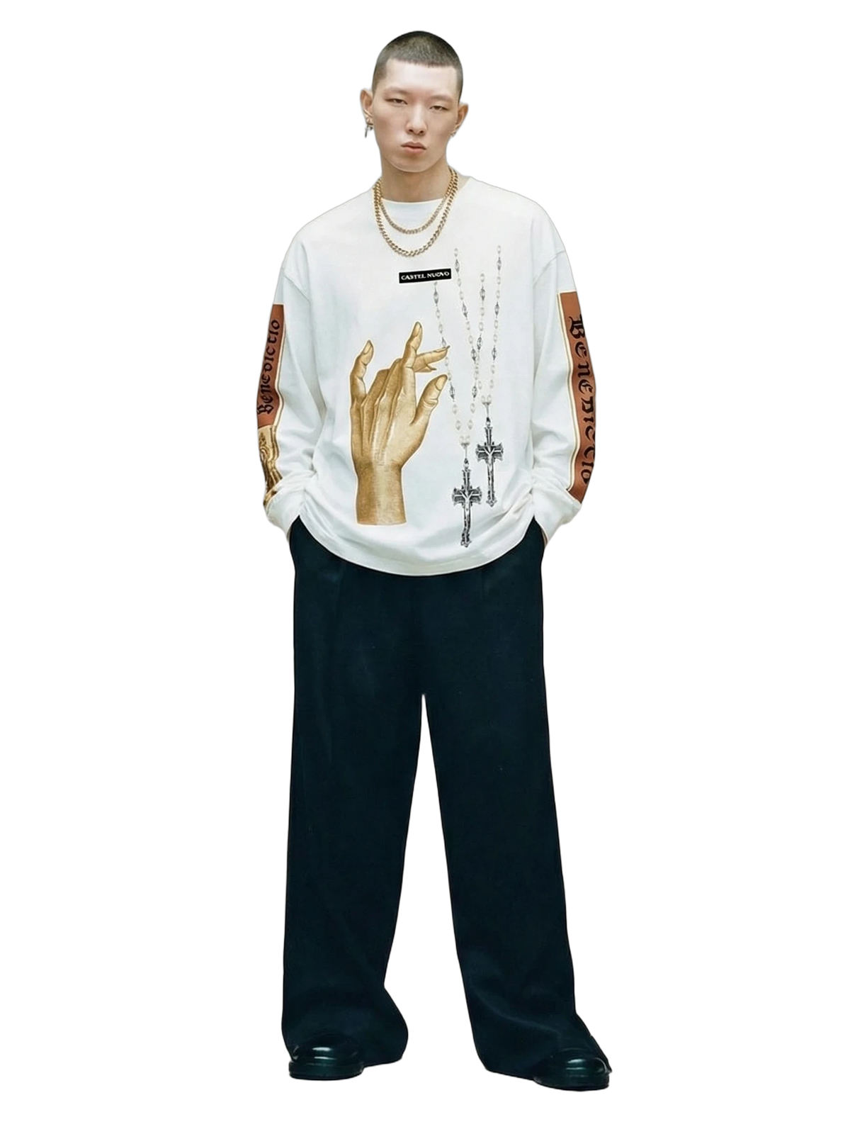 Papal Longsleeve in white, men's cut