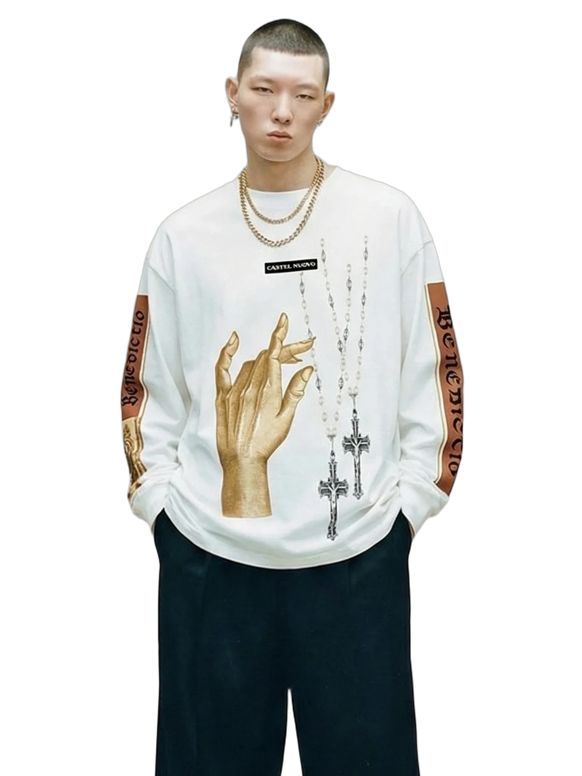 Papal Longsleeve in white, men's cut